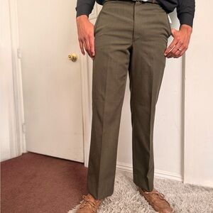 Men's Olive Dress Pants - Classic Straight Fit